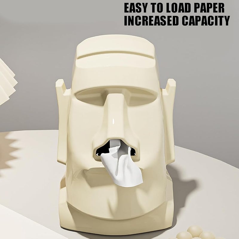 White Easter Island Statue Tissue Box Holder with Sunglasses Rack for Living Room Bathroom Office - Image 5